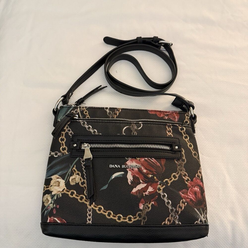 Dana Bachman Floral & Gold Chain Pattern Vegan Leather Crossbody Purse